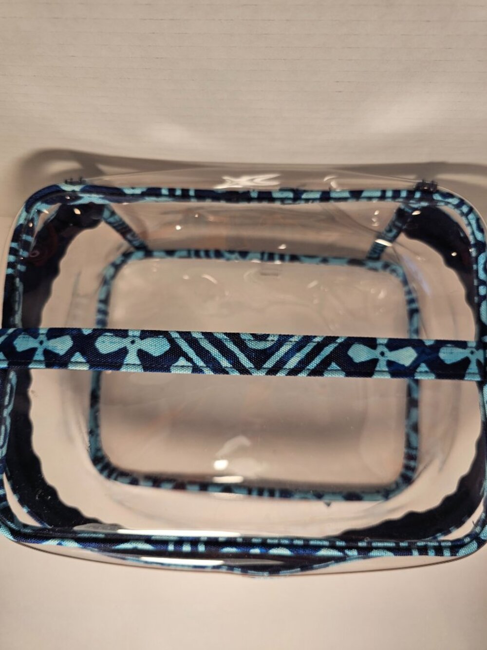 Vera Bradley Large Clear Cosmetic Organizer Cuban Tiles Makeup Bag Tote Purse - Picture 2 of 5